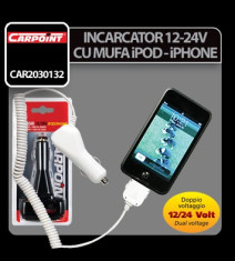 Incarcator 12-24V cu mufa iPOD si iPhone Carpoint - CRD-CAR2030132 foto