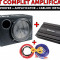 Set amplificare auto, Subwoofer + Amplificator + Kit Cabluri 160W RMS