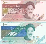 Bancnota Iran 5.000 si 10.000 Riali (1992-) - P145d/146e UNC ( set x2 )