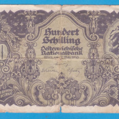 (1) BANCNOTA AUSTRIA - 100 SCHILLING 1945, MAI RARA, CU FISURI