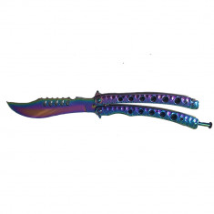 Cutit Briceag fluture Balisong Butterfly pentru antrenament cu reflexii rainbow foto