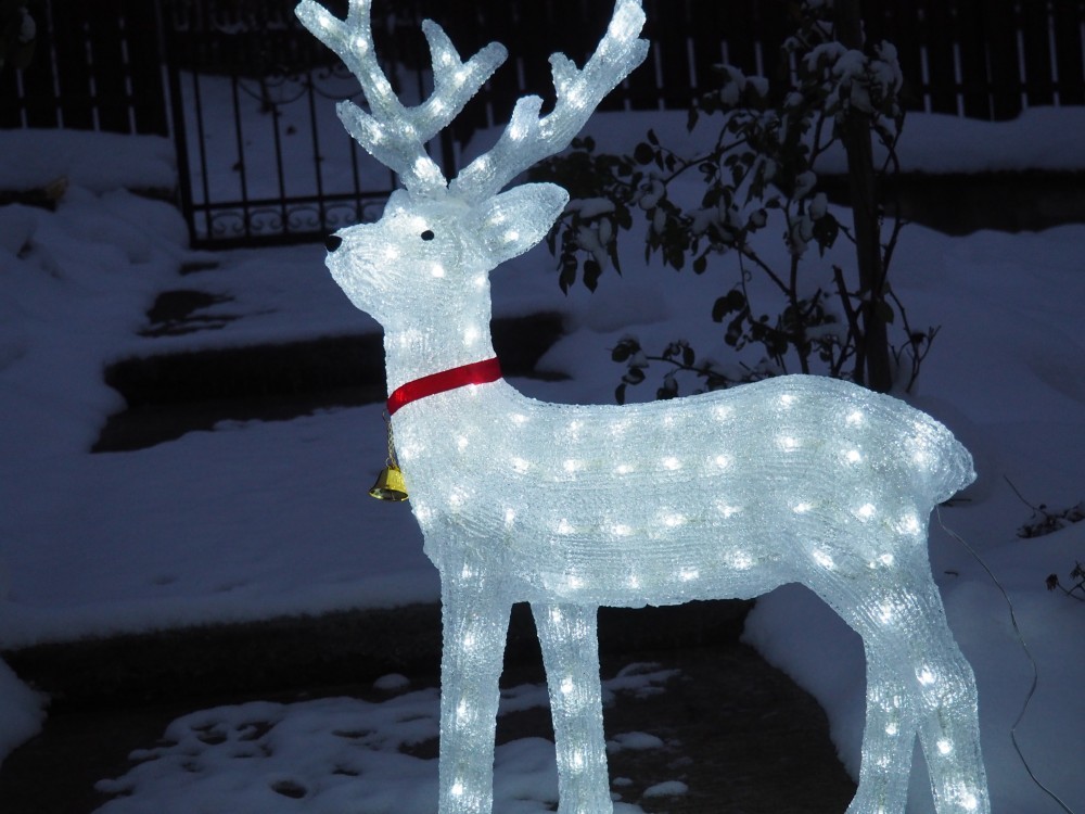 Ren Luminos Craciun Alb Rece Acril LED 90 cm iluminat pt Exterior Ip44 ...