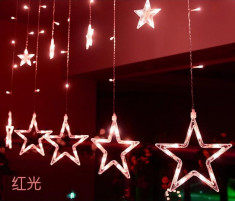 Instalatie Perdea Ghirlanda 12 Stele Luminoase Multicolore 3x1m 138 Led uri foto