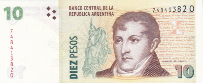 Bancnota Argentina 10 Pesos (2003) - P354 UNC ( serie O ) foto