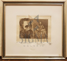 TABLOU, PENDA OCTAVIAN ION ( 1956-2011) , &amp;quot; MICHELANGELO BOUNAROTI TERMINA - PIETA &amp;quot;, EX. 1/20, gravura, 1998 foto