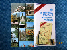 Pliant turistic vechi.Romania-Le Littoral Roumain anii &amp;#039;70 limba franceza. foto