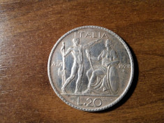 ITALIA 20 LIRE 1928 ARGINT VEMA3 foto