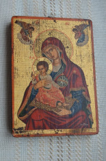 Icoana bizantina veche / Icoana bizantina pictata cu semnatura / foita aur foto
