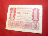 Bancnota 1 koroana 1922 Austria , unifata