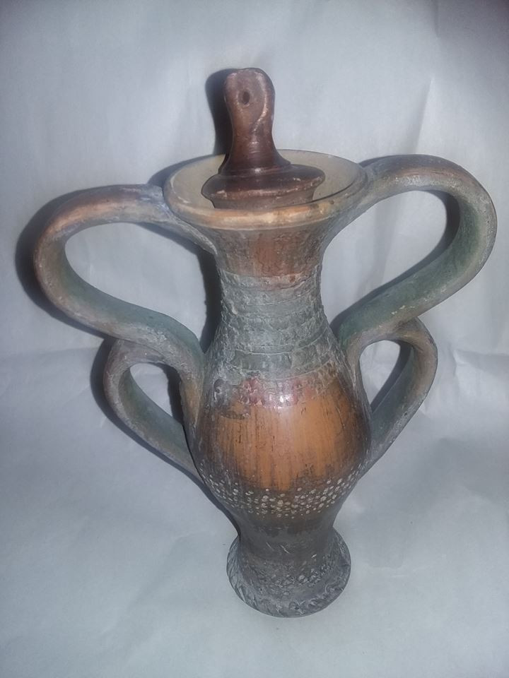 Amfora ceramica tip antic cu dop ceramic,Amvora cu 4 anse tip ULCIOR,T.GRATUIT  | Okazii.ro