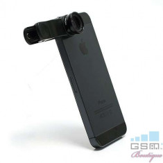 Adaptor Tip Obiectiv Universal Camera Foto Fisheye Lens 3 in 1 iPhone Samsung Universal Negru foto