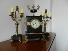 Pendula,garnitura ceas semineu cu sfesnice, JAPY FRERES 1870,garantie foto