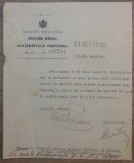 Informare Directiunea Generala a Invatamantului Profesional// 1926, Fagaras foto