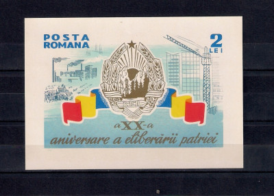 ROMANIA 1964 - A XX-A ANIVERSARE A ELIBERARII PATRIEI - COLITA - LP 588 foto