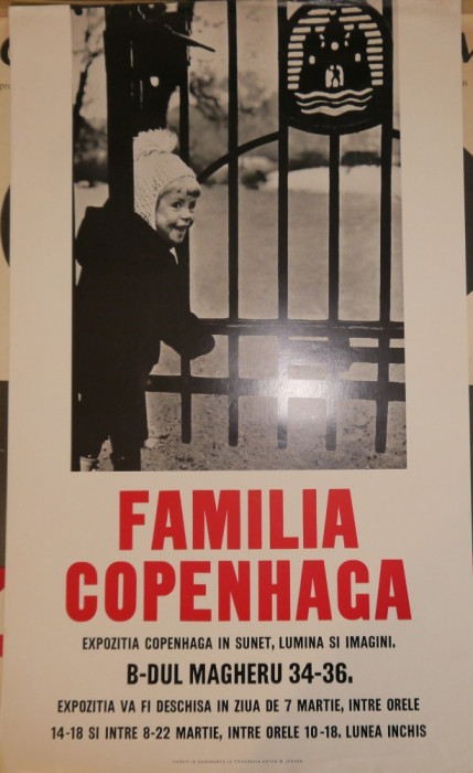 Afisul expozitiei Familia Copenhaga , Bucuresti , anii 65