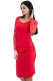 G629-3 Rochie midi cu maneci din dantela