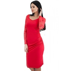 G629-3 Rochie midi cu maneci din dantela