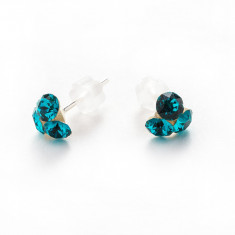 Cercei argint cu cristale Swarovski trifoi mic blue zircon foto