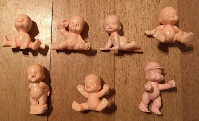 Figurine bebe bebelusi copilasi in pielea goala, cauciuc, cca 5cm, 7 buc, botez