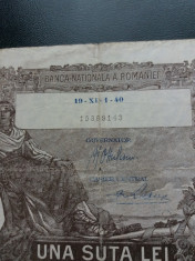 bancnote romanesti 100lei 1940 filigran bnr foto