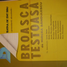 Afisul piesei de teatru Broasca testoasa , Teatrul de Stat Sibiu , anii 65