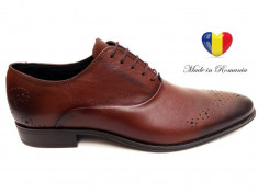 Pantofi barbati lux - eleganti din piele naturala maro - cod 165M foto