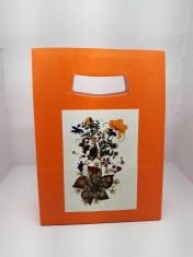 Set 5 Pungi hartie portocaliu, 18x9x25 cm, model de flori, PH 2b-8b foto
