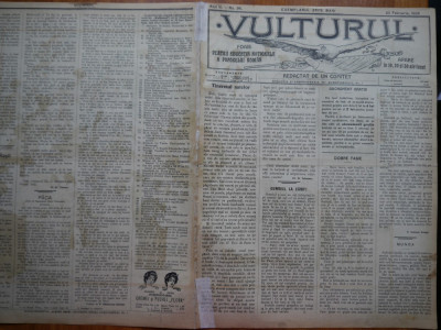 Ziarul Vulturul , nr. 96 din 1908 , cromolitografie mare ; Penes Curcanul foto