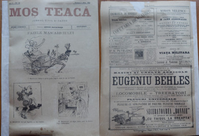 Ziarul Mos Teaca , jurnal tivil si cazon , nr. 60 , an 2 , 1896 , Bacalbasa foto