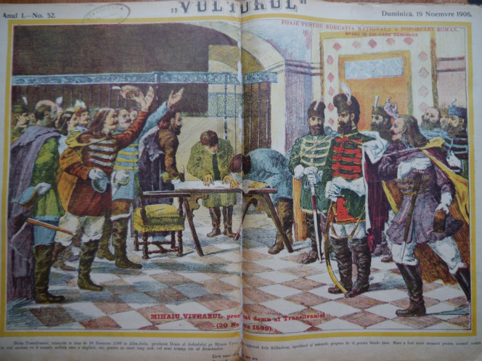 Ziarul Vulturul , nr. 52 / 1906 , cromolitografie ; Mihai Viteazul