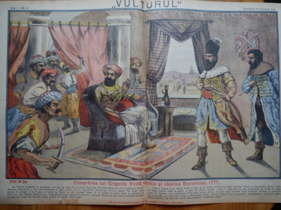 Ziarul Vulturul , nr. 13 din 1906 , cromolitografie mare ; Basarabia , 1777 foto