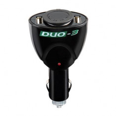 &amp;quot;DUO-3&amp;quot; priz? brichet? masin? 12 V cu 2 prize USB foto