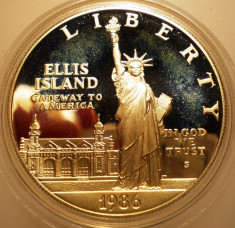 5.339 USA SUA ELLIS ISLAND 1 ONE DOLLAR 1986 PROOF ARGINT 26,8g foto