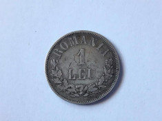 ROMANIA - 1 Leu 1873 . Argint . Frumoasa ! Patina originala . foto