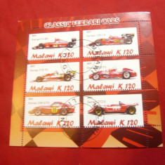 Bloc Automobile Clasic Ferrari Malawi 2011 ,6 val.stampilat