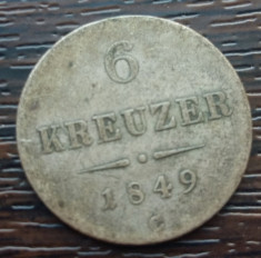 (A504) MONEDA DIN ARGINT AUSTRIA - 6 KREUZER 1849, LIT. C foto