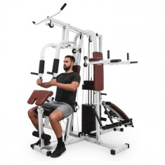 Klarfit Ultimate Gym 9000, sta?ie de fitness, 7 sta?ii, pana la 150 kg, o?el QR, alb foto
