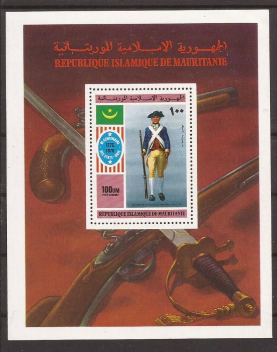 MAURITANIA 1976 REVOLUTIA U.S.A. ( colita dt.) MNH