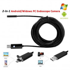 Camera endoscop foto/video, 6xLED, USB/miniUSB, rezolutie 640x480 PIX, 5 m, IP67 foto