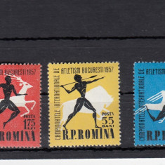 ROMANIA 1957 LP 439 CAMPIONATELE DE ATLETISM BUCURESTI SERIE MNH