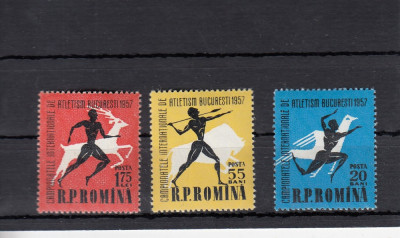 ROMANIA 1957 LP 439 CAMPIONATELE DE ATLETISM BUCURESTI SERIE MNH foto