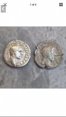 Monede romane Denarius argint Antoninus Pius denar doua bucati autentice 138 e.n foto