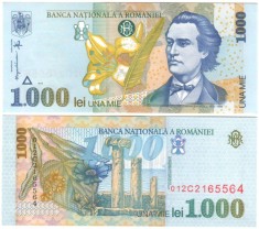 SV * Romania 1000 LEI 1998 / 2000 * Mihai Eminescu * BNR FILIGRAN MIC UNC foto