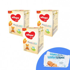 Pachet 3 Buc X Lapte Praf Milupa Milumil Junior 1+, 1200G, 12Luni+ Si 2 X Servetele Umede Pentru Bebelusi, Waterwipes, 60 Buc foto