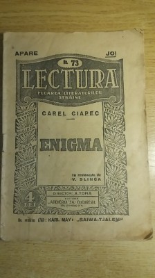 myh 624 - Lectura floarea literaturilor straine 73 - Enigma - Carel Ciapec foto