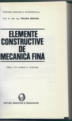 Elemente constructive de mecanica fina foto