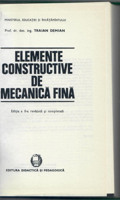 Elemente constructive de mecanica fina