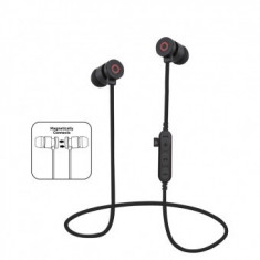 Casti audio Wireless pentru activitati sportive Metal Magnetic Black foto