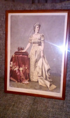 Regina Elisabeta - gravura originala foto