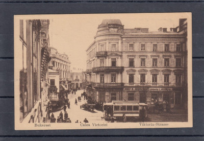 BUCURESTI CALEA VICTORIEI TAMVAI LIBRARIA L. ALCALAY CIRCULATA 1917 FELDPOST foto